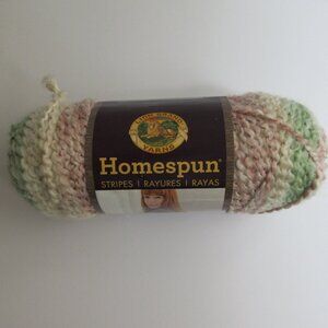 Lion Brand HOMESPUN STRIPES Yarn SUNDAE #220 Pink Beige Green 6 oz One Skein NEW